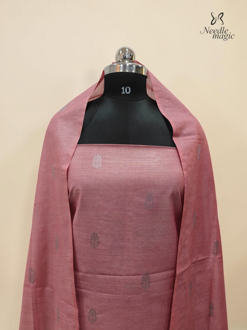 Rose Pink Tussar Silk Churidar