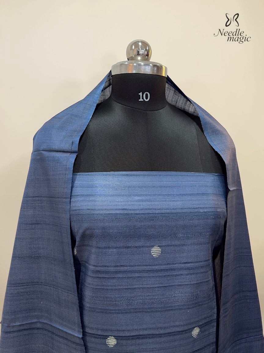Slate Blue Tussar Silk Churidar