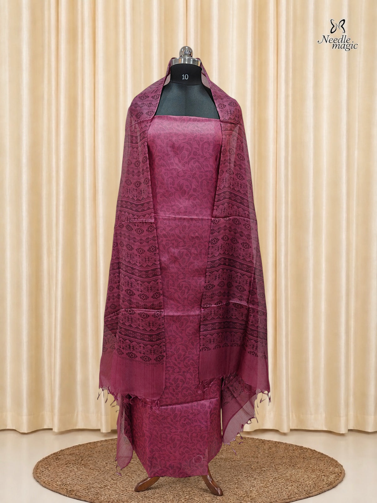 Magenta Tussar Silk Churidar