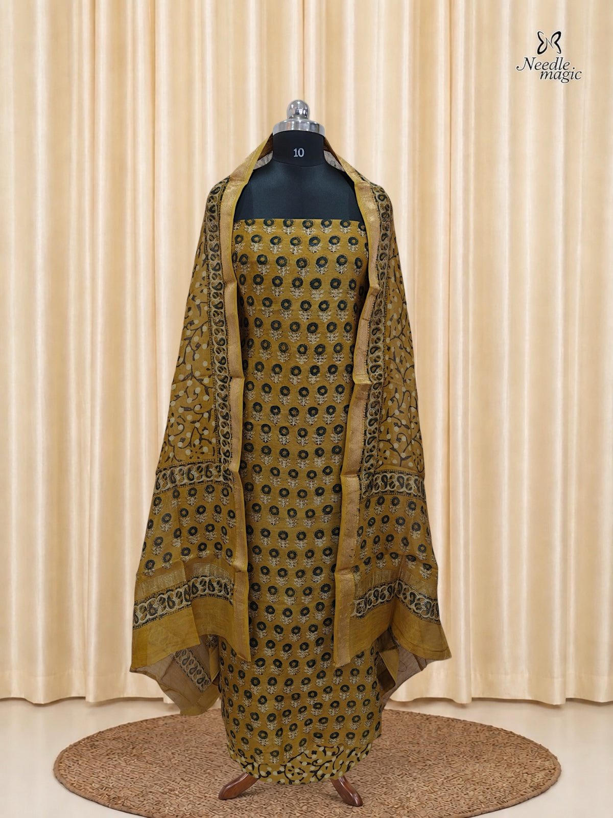 Mustard Gold Chanderi Silk Churidar