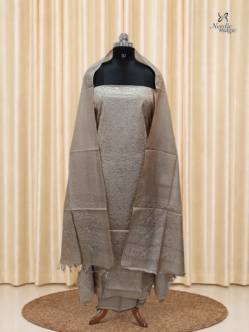Champagne Beige Tussar Silk Churidar