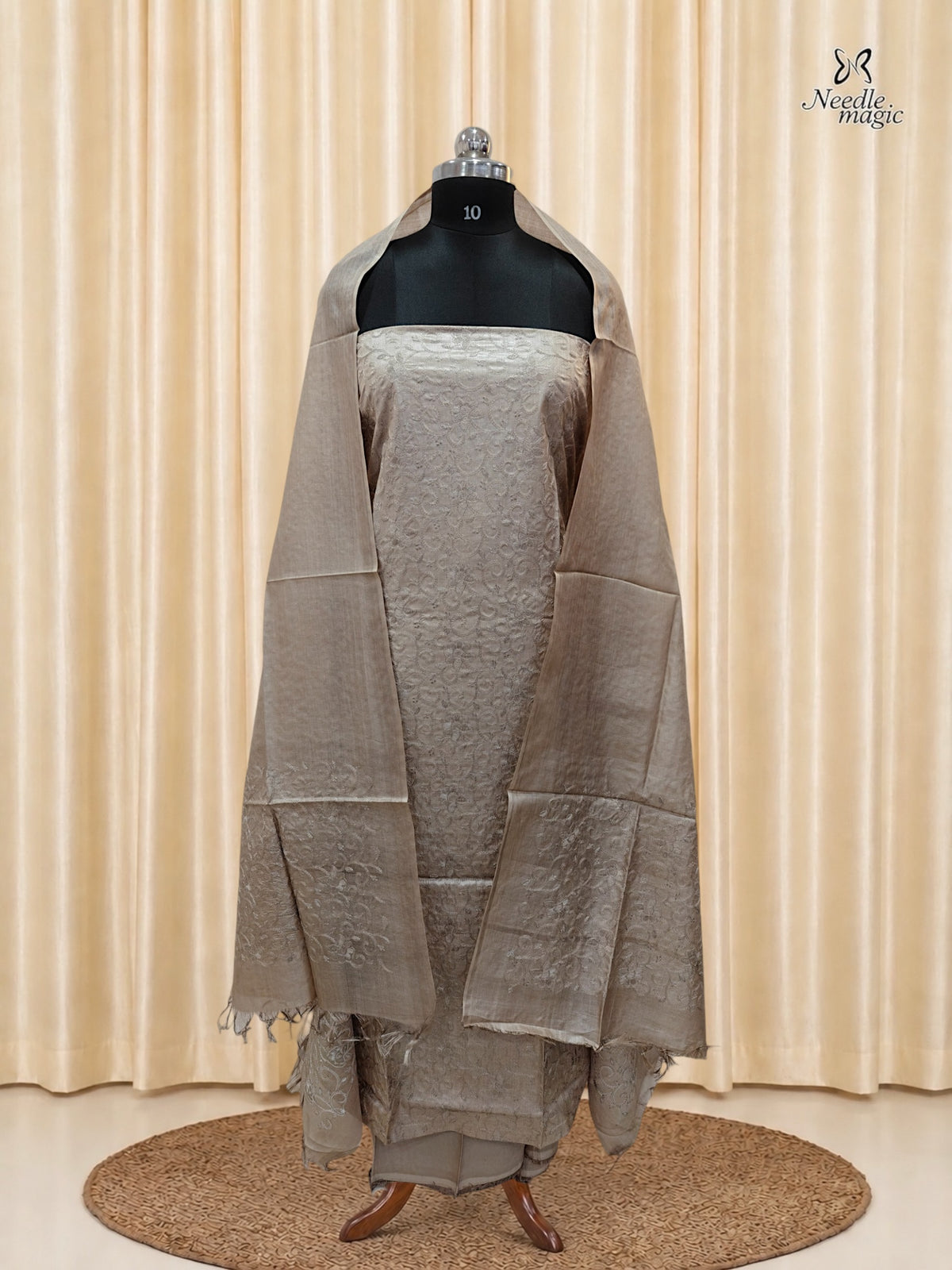 Champagne Beige Tussar Silk Churidar