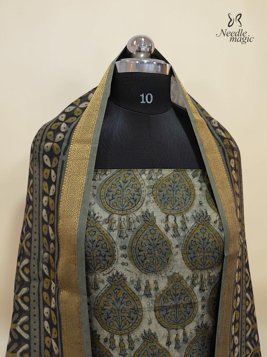 Sage green Maheshwari Silk Churidar
