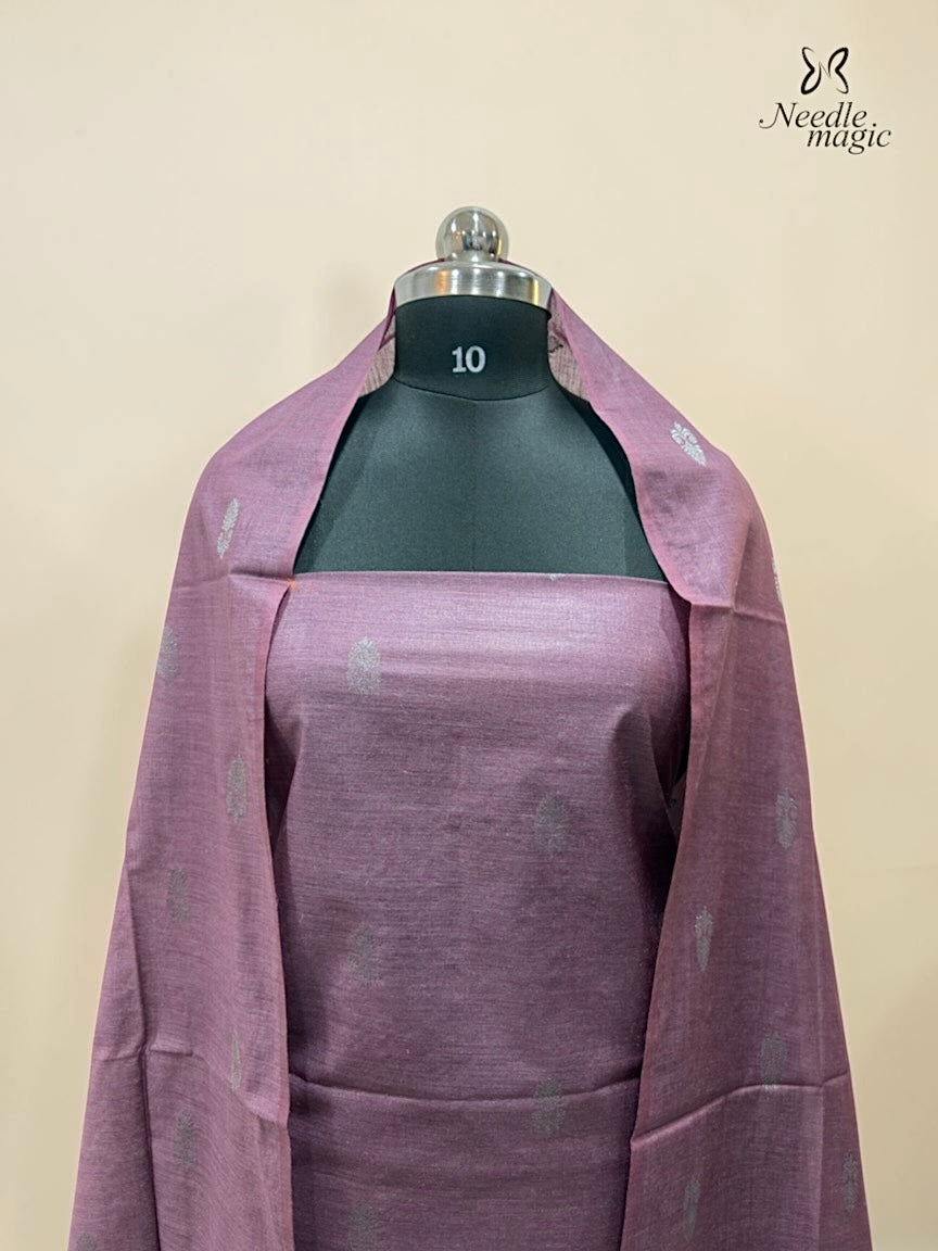 Mauve Purple Tussar Silk Churidar