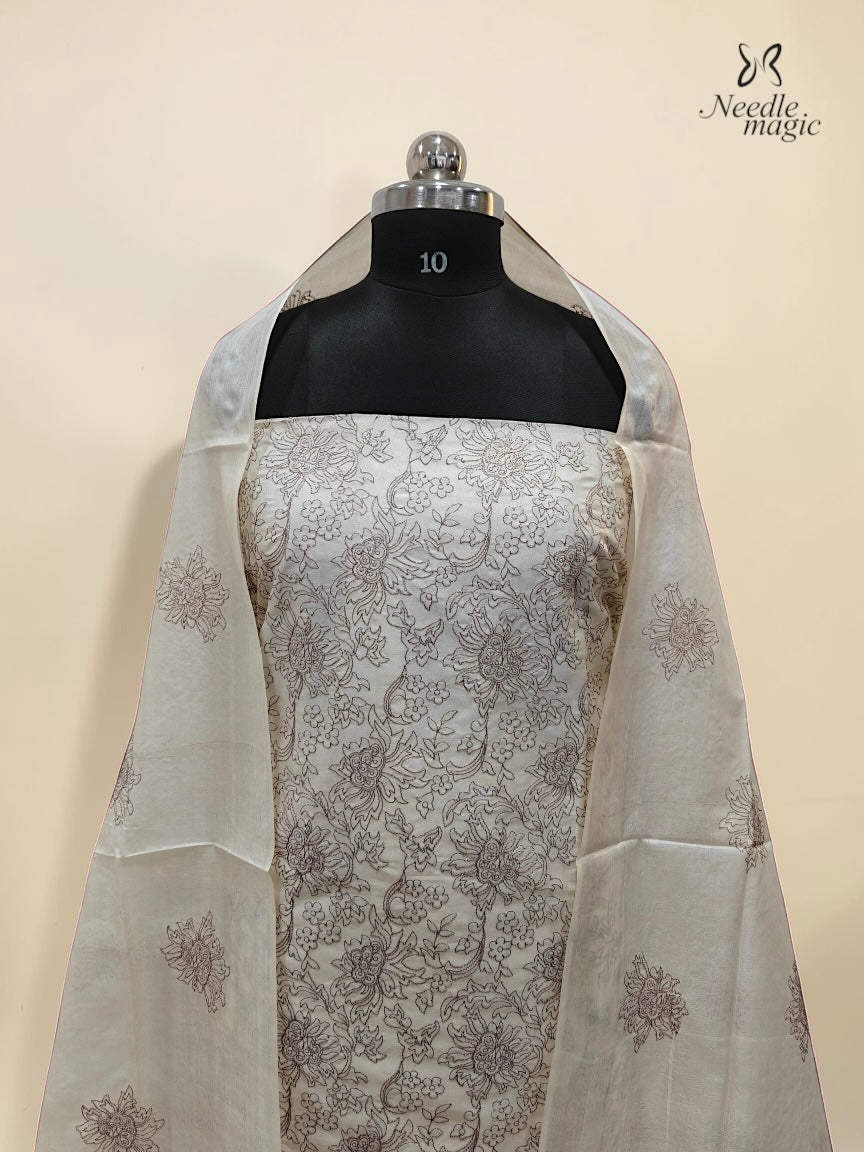 Ivory Tussar Silk Churidar