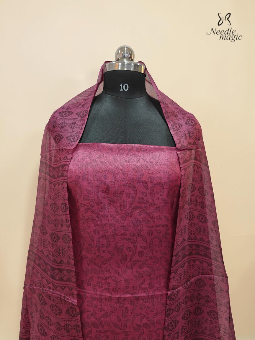 Magenta Tussar Silk Churidar
