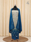 Royal Blue Mul Chanderi Set With Cutwork