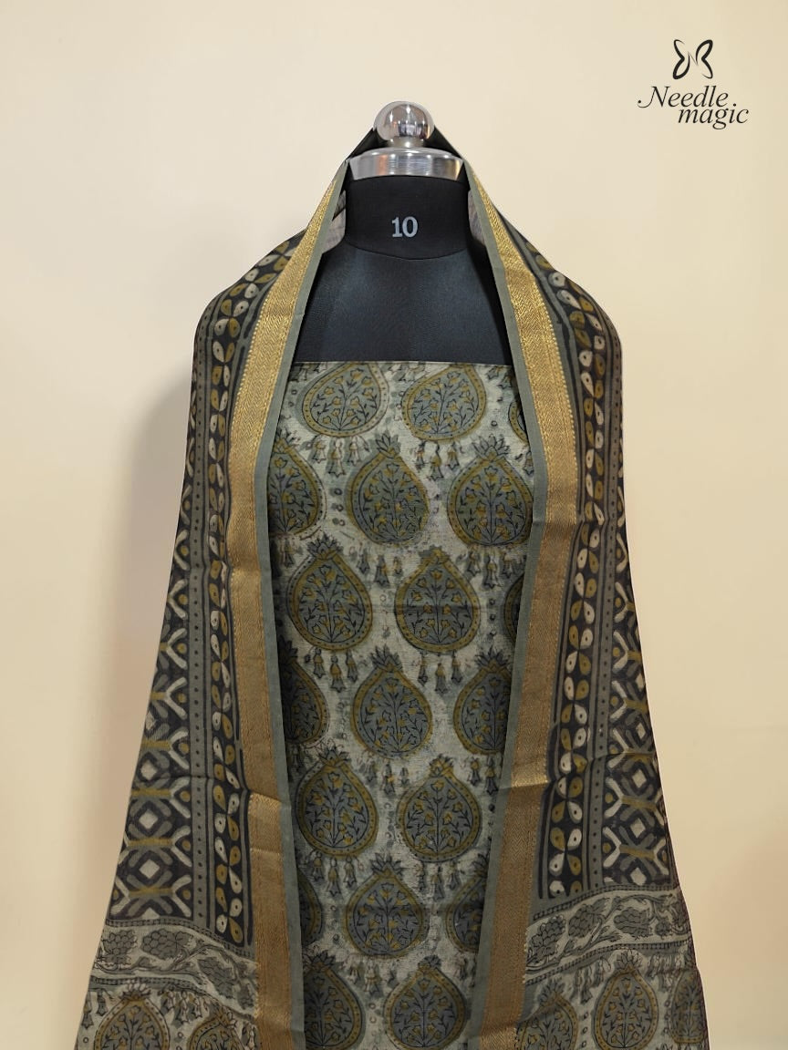 Sage green Maheshwari Silk Churidar
