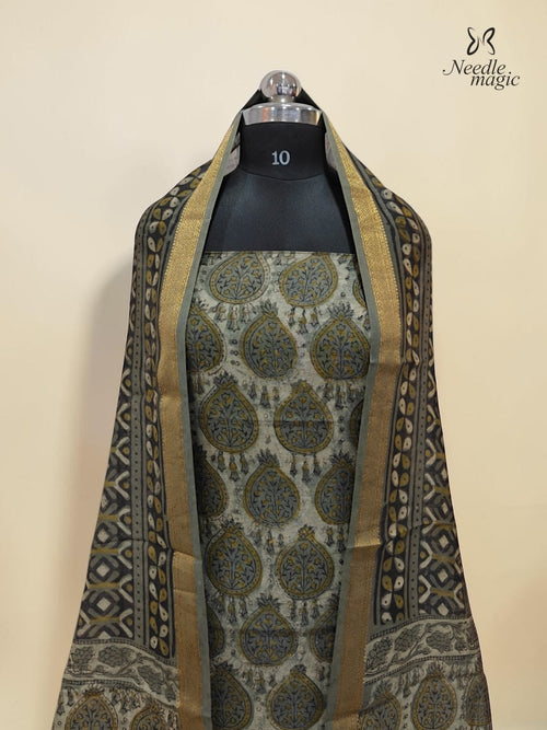 Sage green Maheshwari Silk Churidar