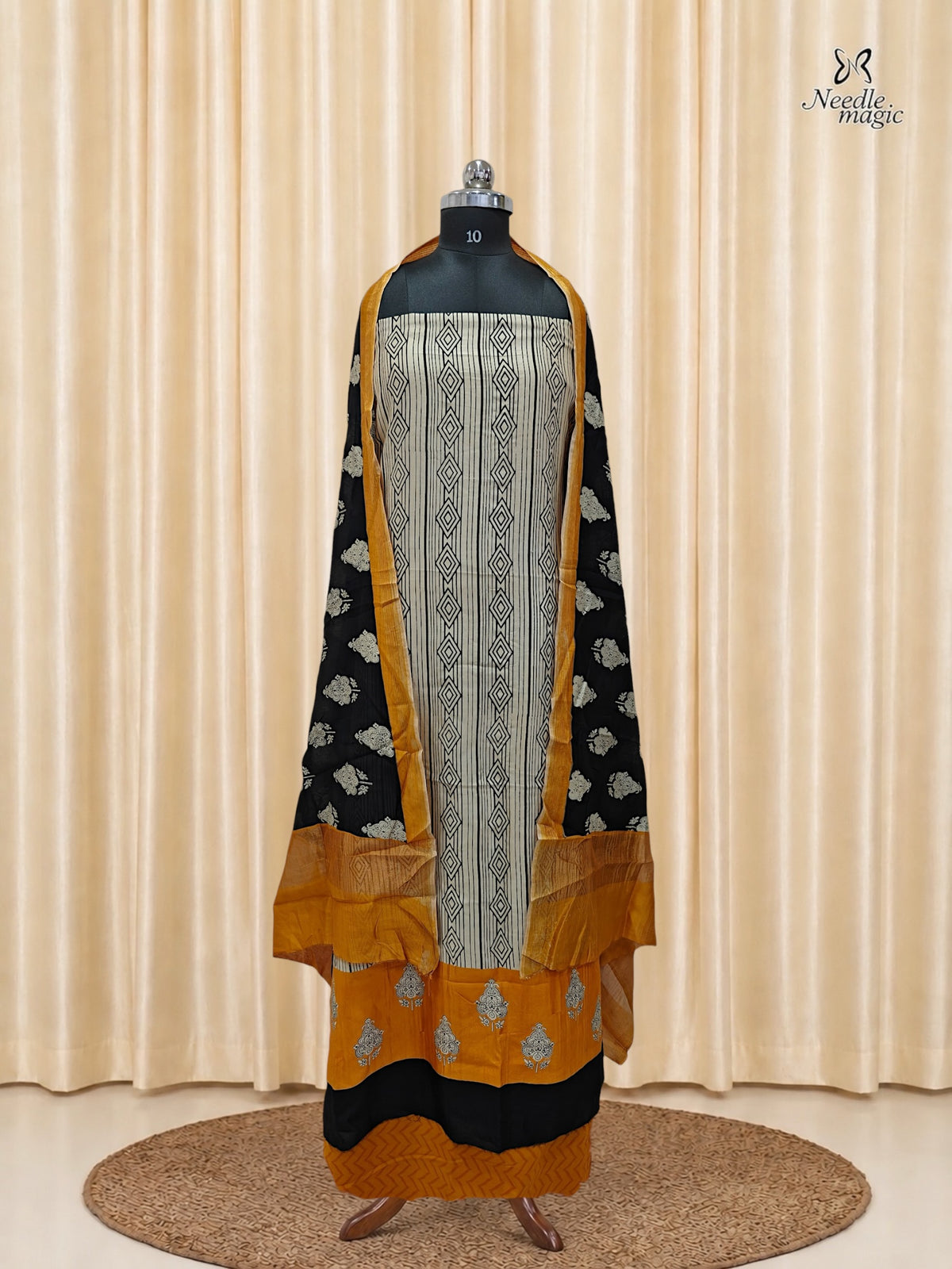 Mustard Yellow Maheshwari Silk Churidar