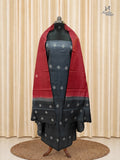 Charcoal Grey & Rust Red Tussar Silk Churidar