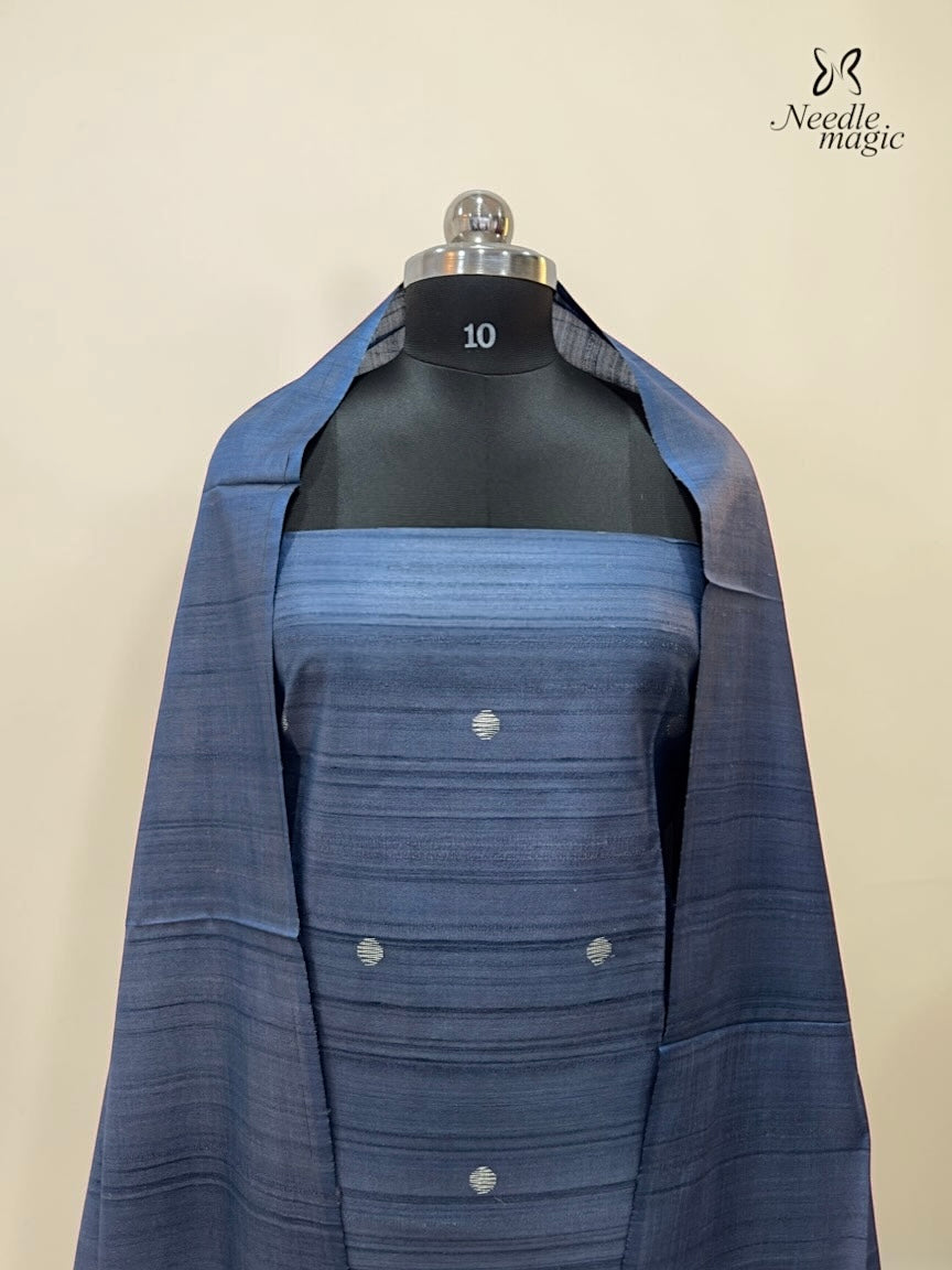 Slate Blue Tussar Silk Churidar