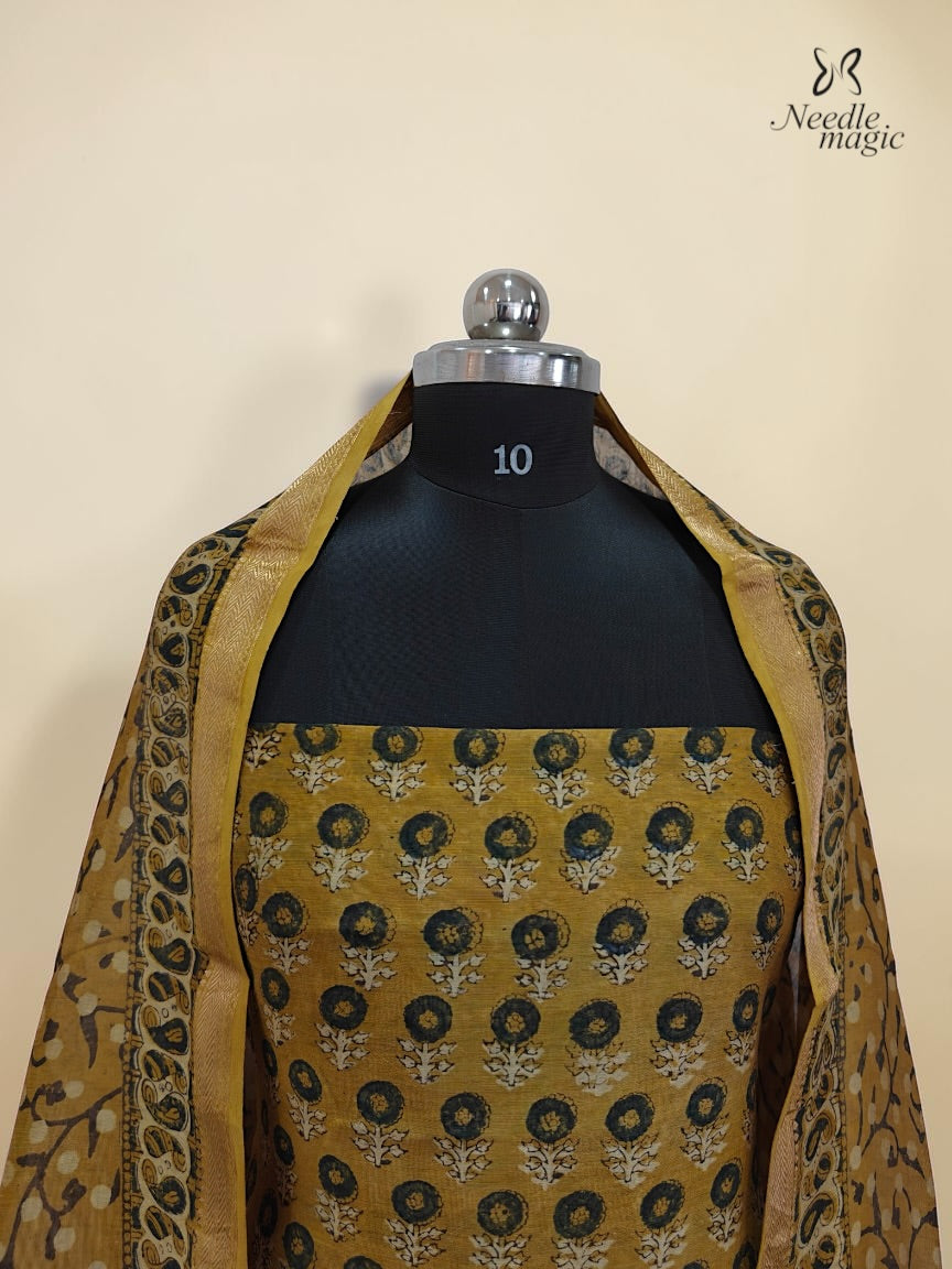 Mustard Gold Chanderi Silk Churidar