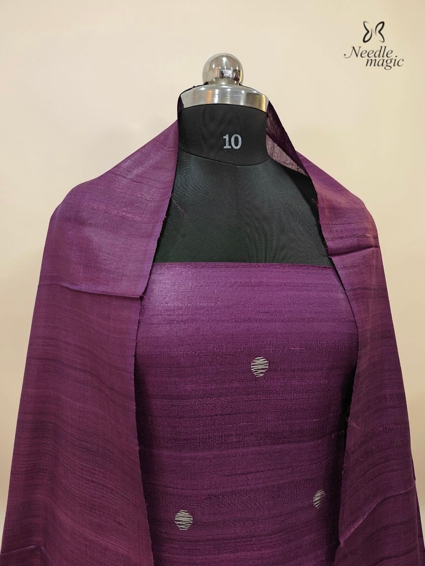 Royal Plum Tussar Silk Churidar