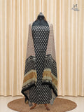 Black Modal Silk Churidar with Ivory Hand Block Print