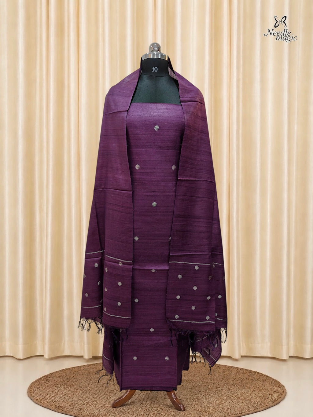 Royal Plum Tussar Silk Churidar