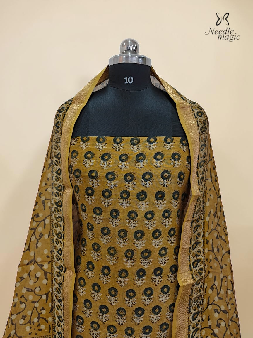 Mustard Gold Chanderi Silk Churidar
