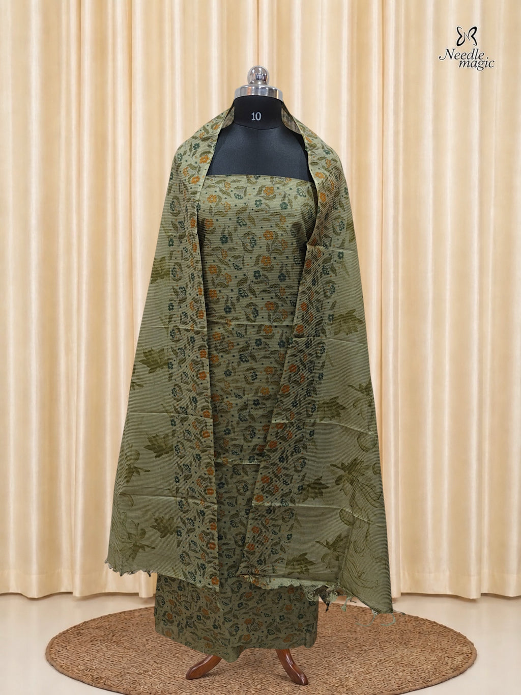 Sage Green Tussar Silk Churidar