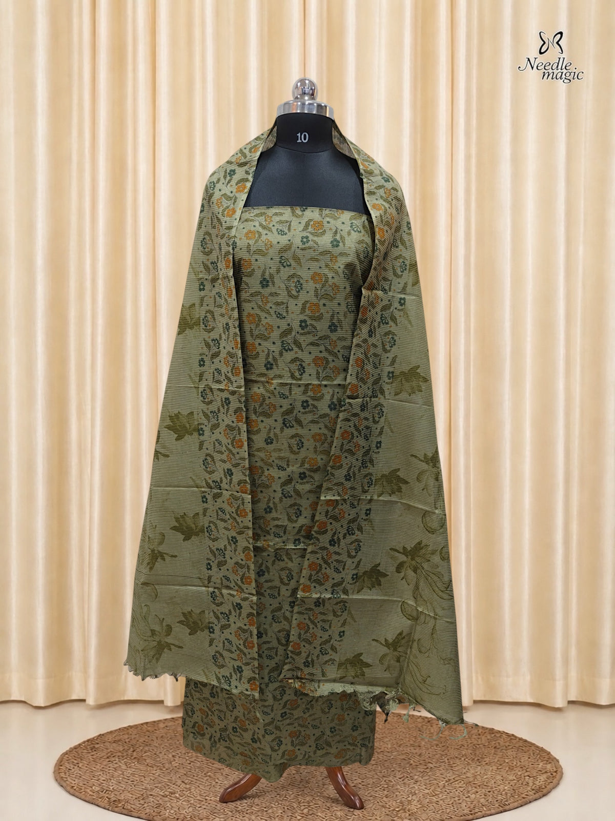 Sage Green Tussar Silk Churidar