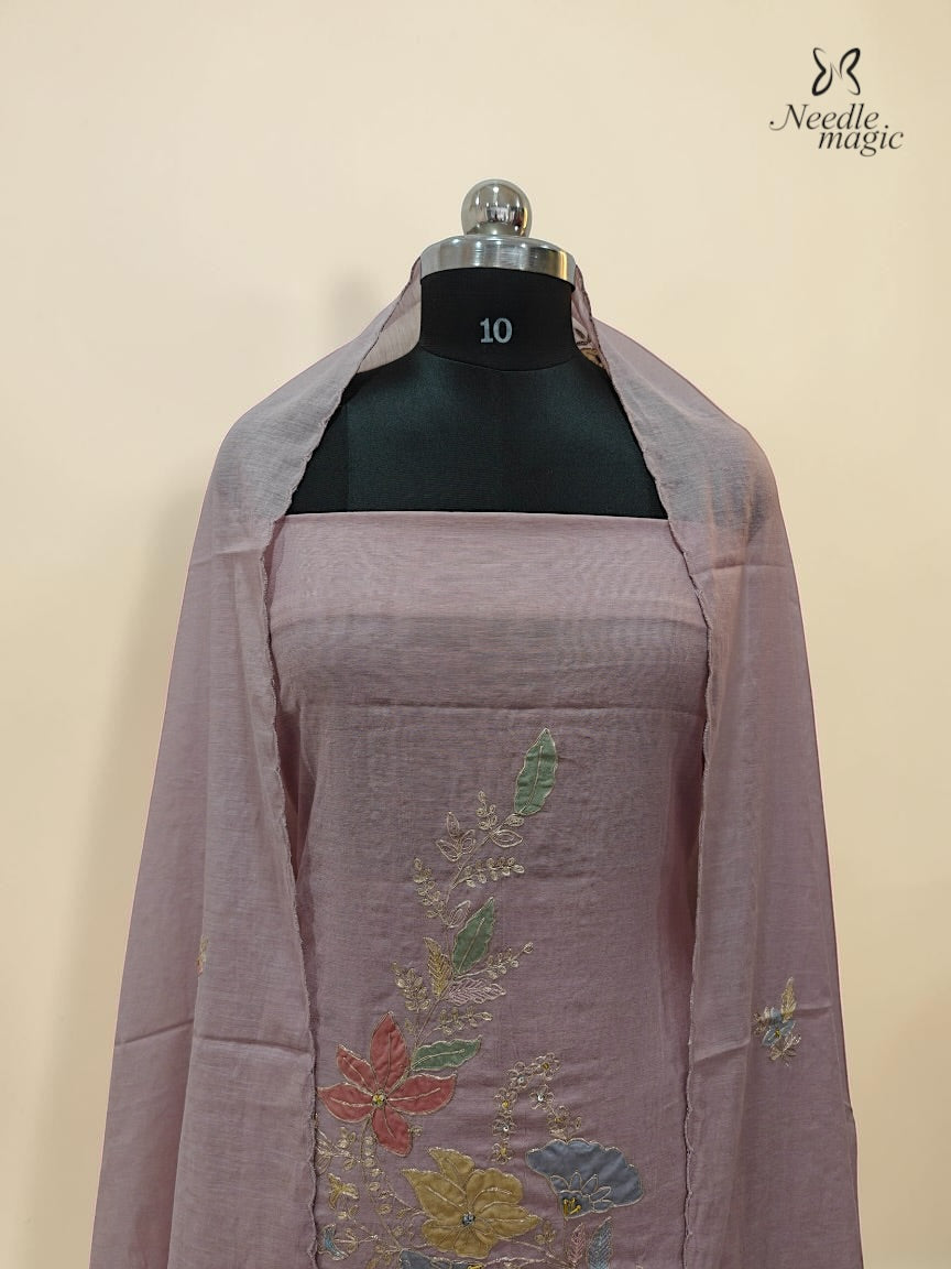 Dusty Mauve Pink Mul Chanderi Churidar