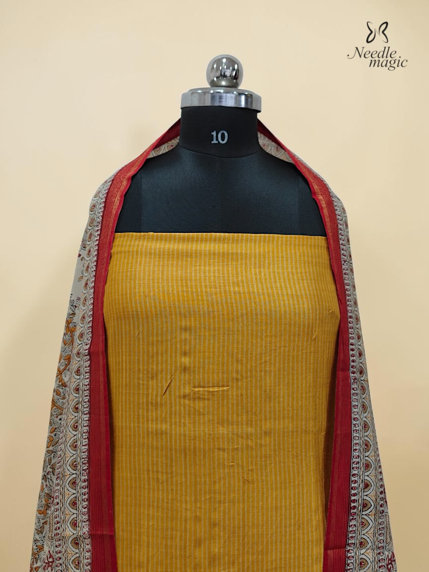 Mustard Yellow Maheshwari Silk Churidar