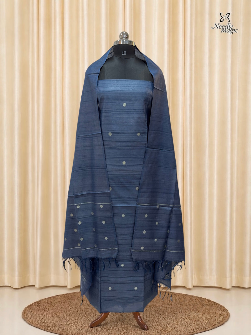 Slate Blue Tussar Silk Churidar