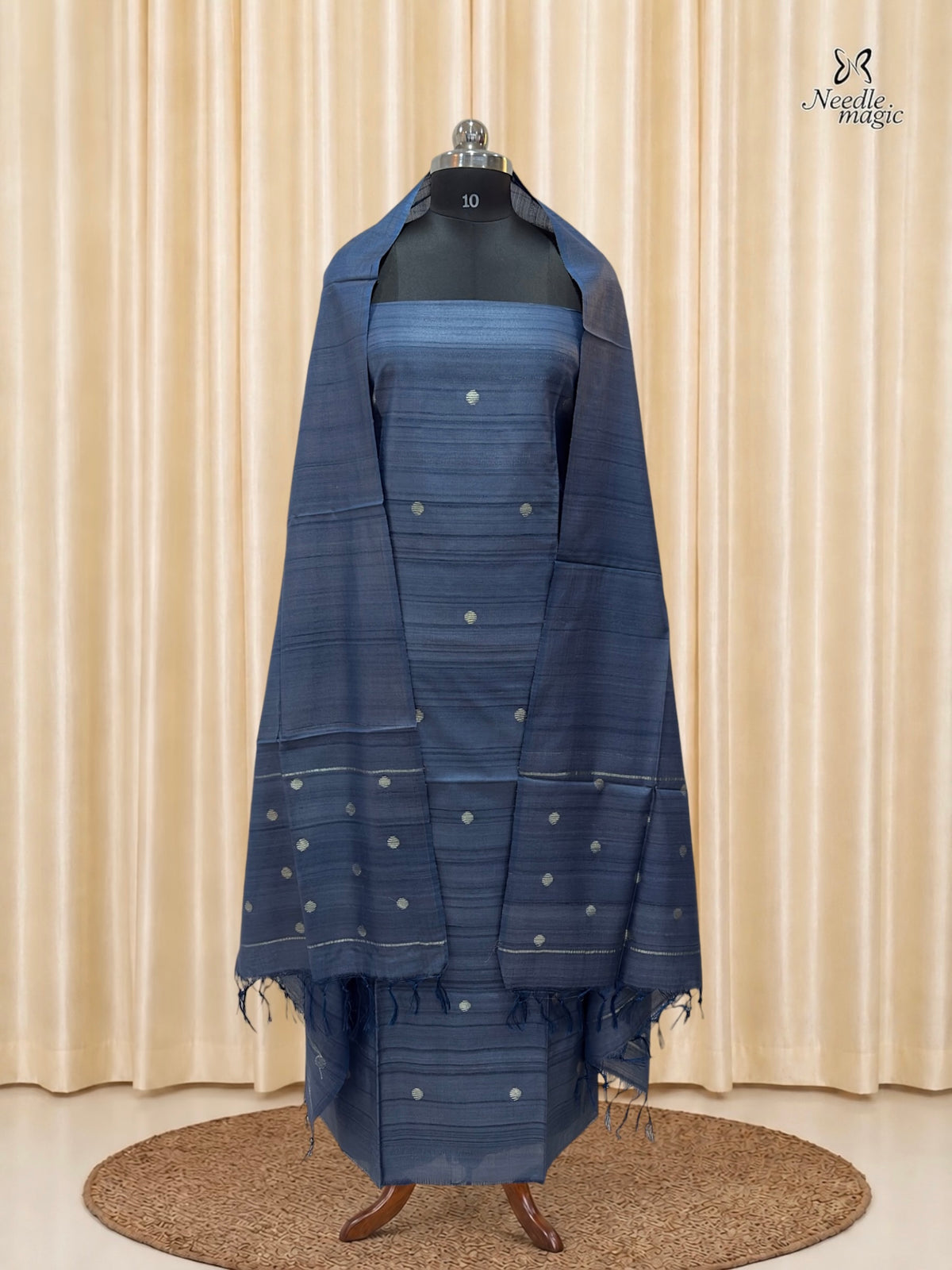 Slate Blue Tussar Silk Churidar