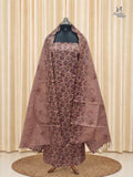 Dusty Rose Tussar Silk Churidar with Maroon Floral Prints