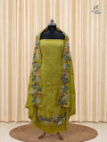 Mustard Yellow Mul Chanderi Set With Embroidery Work