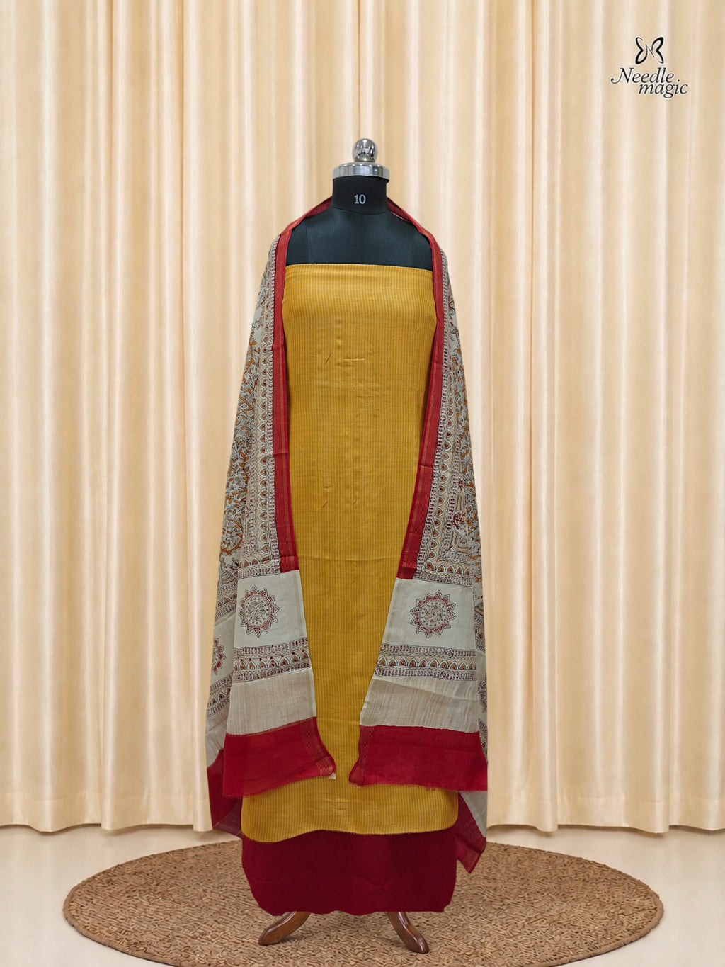 Mustard Yellow Maheshwari Silk Churidar
