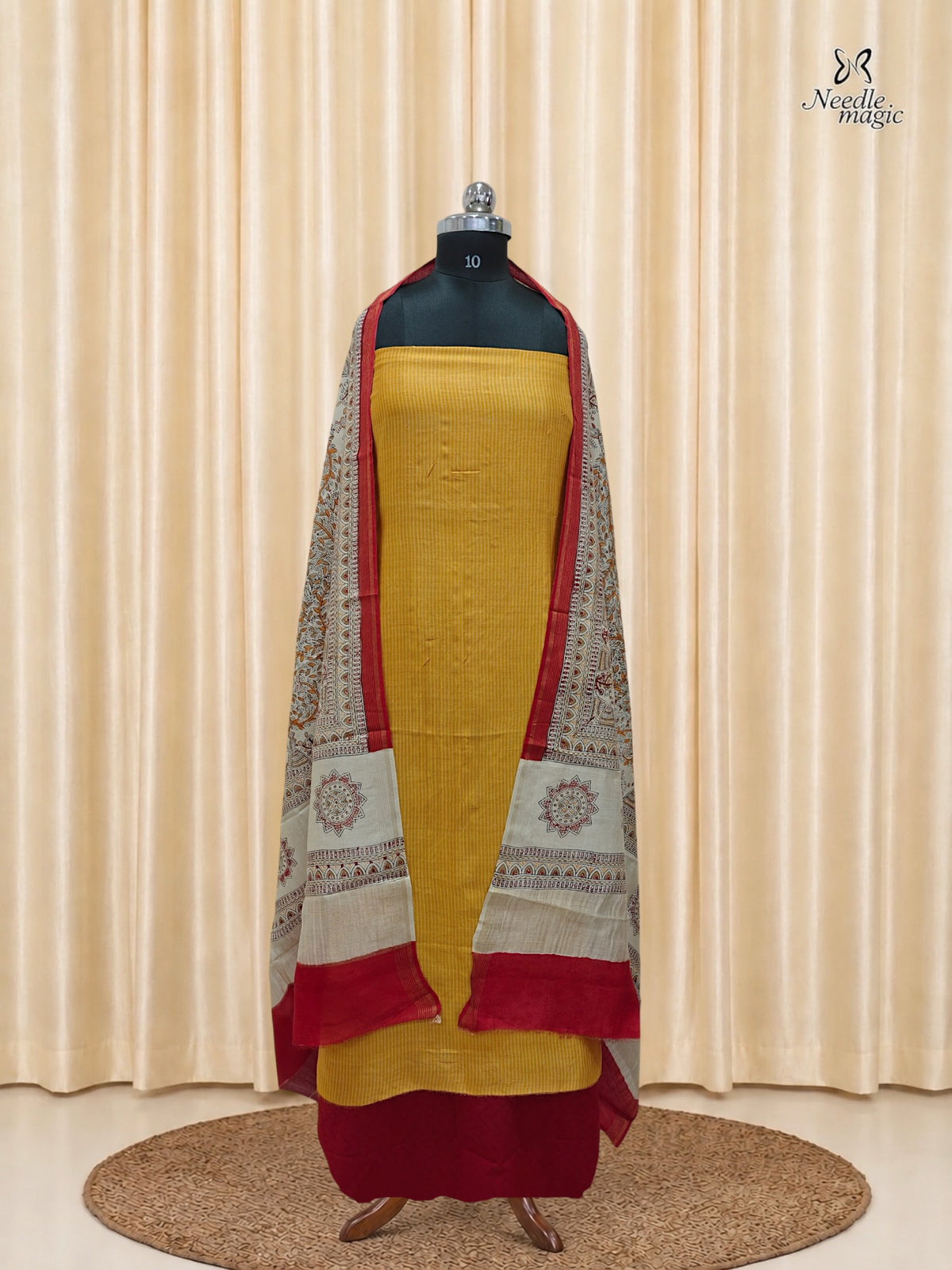 Mustard Yellow Maheshwari Silk Churidar