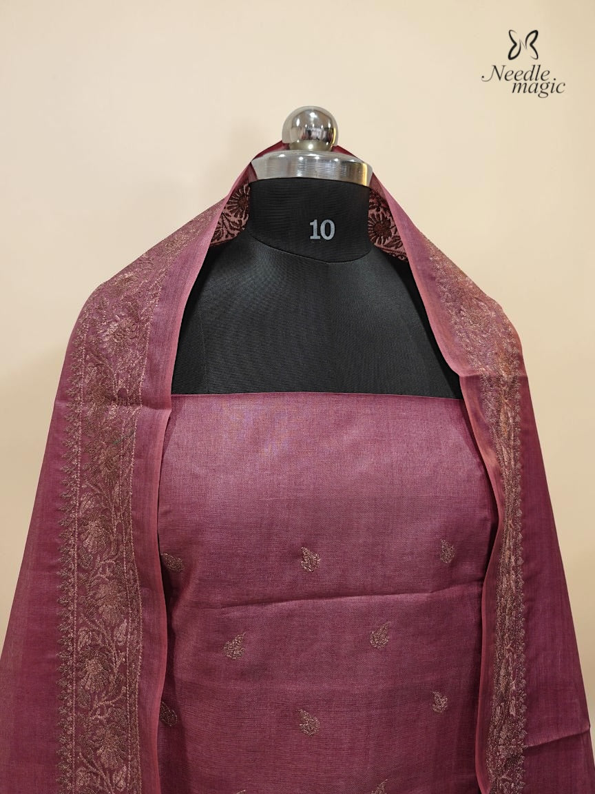 Dusty Rose Tussar Silk Churidar