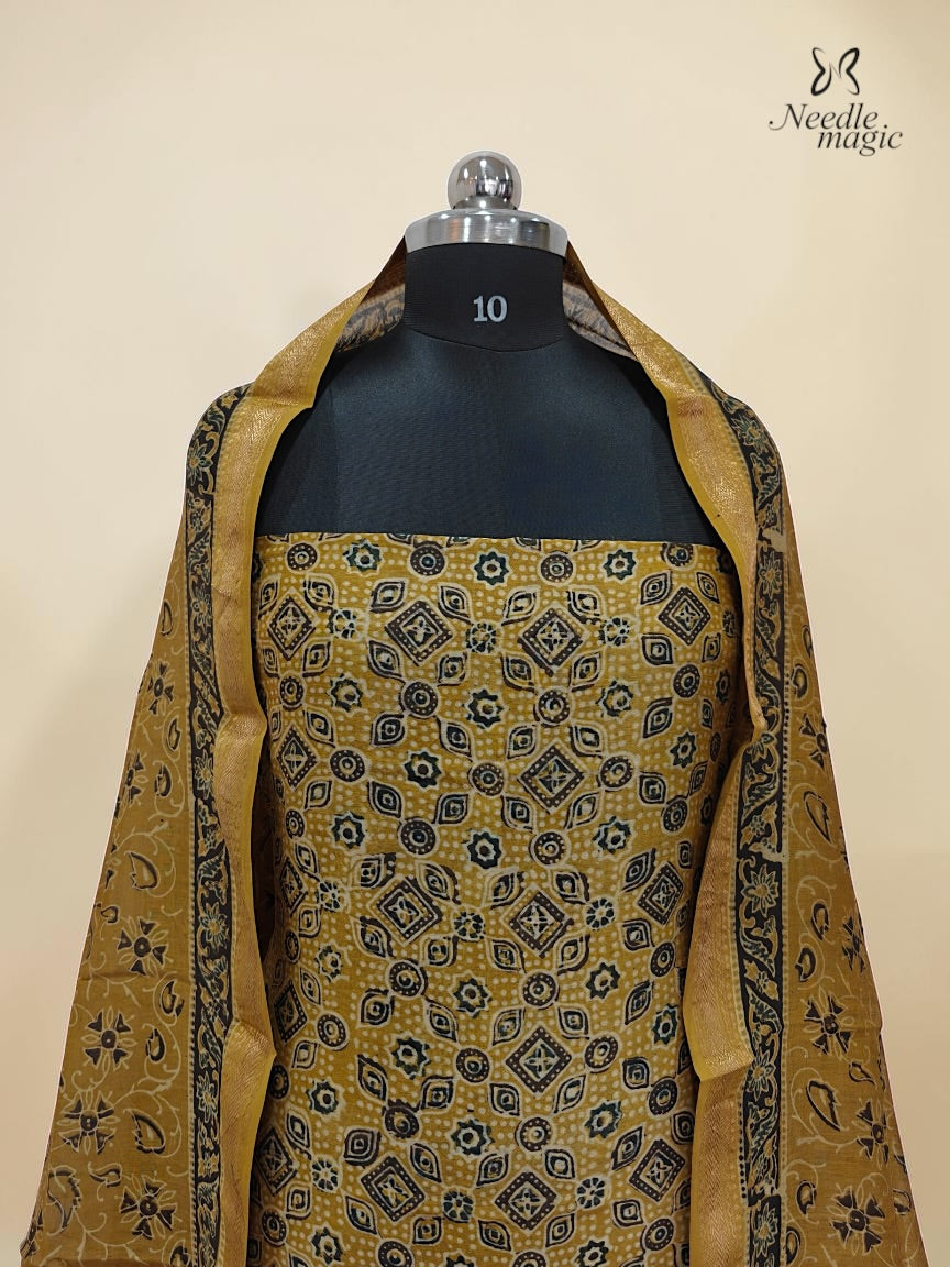 Mustard Gold Chanderi Silk Churidar