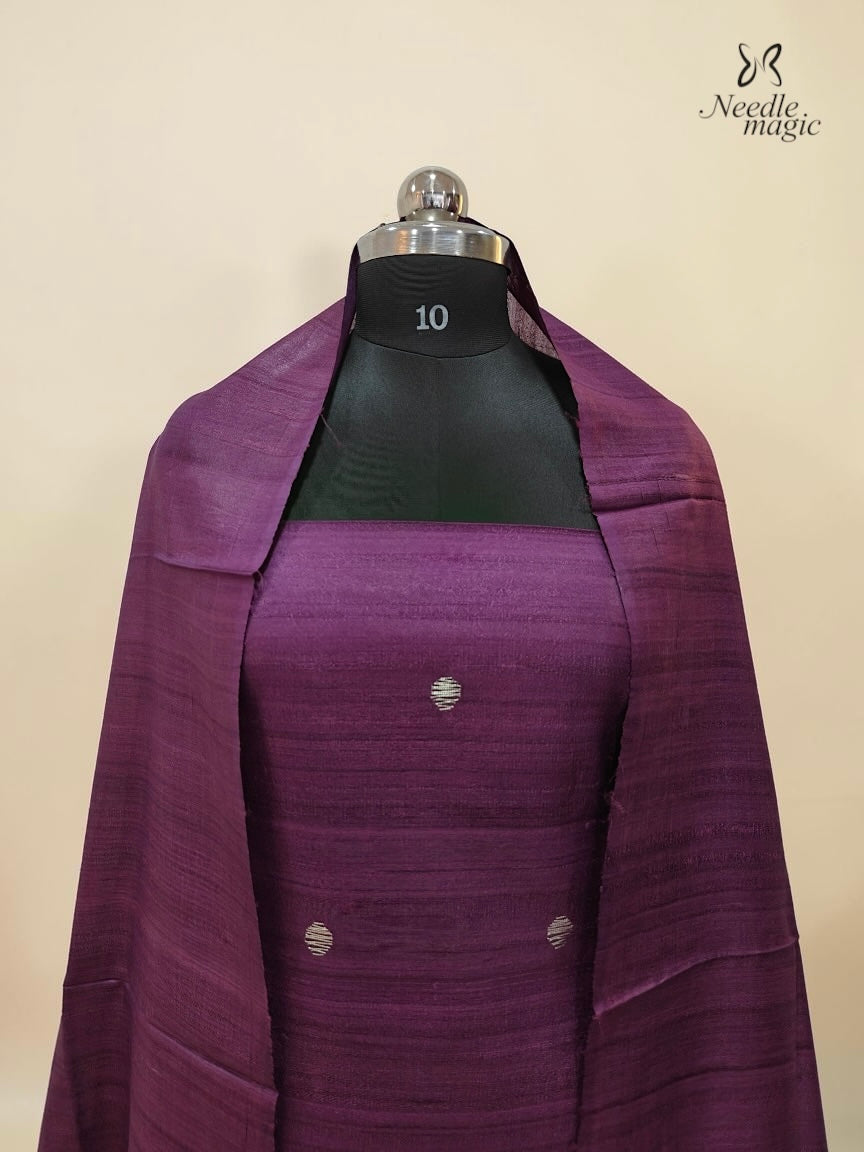Royal Plum Tussar Silk Churidar