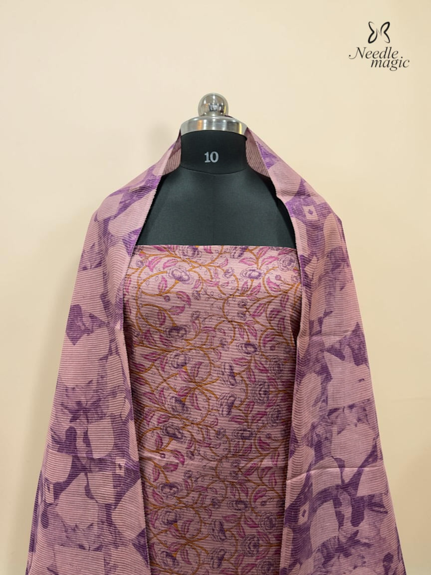 Mauve Purple Tussar Silk Churidar