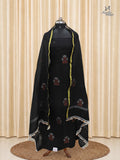 Black Jamdani Linen Silk Churidar