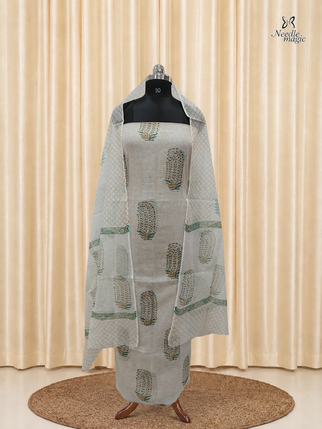 Ivory & Beige Net Cotta Churidar
