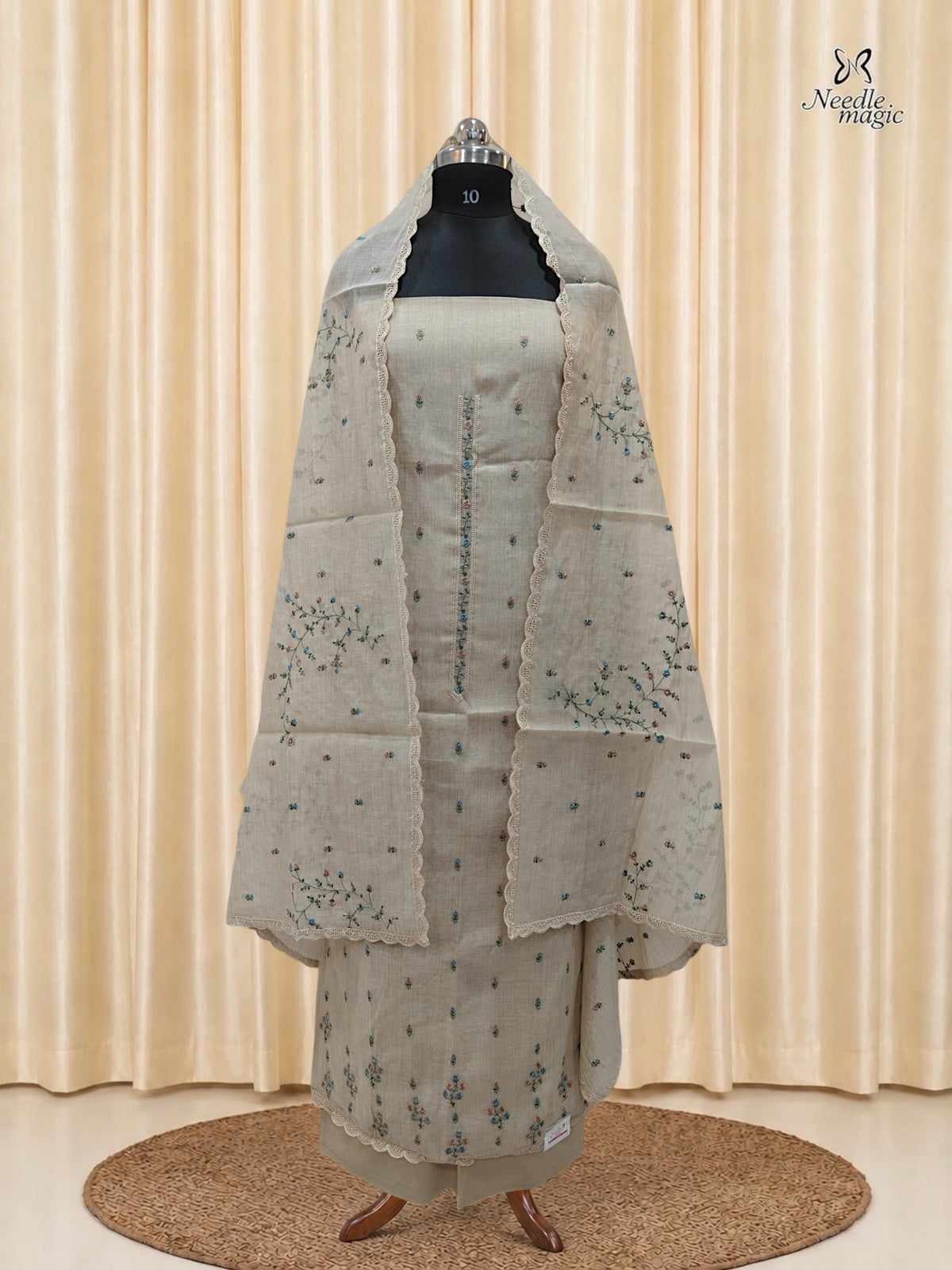 Ivory Beige Mul Chanderi Churidar