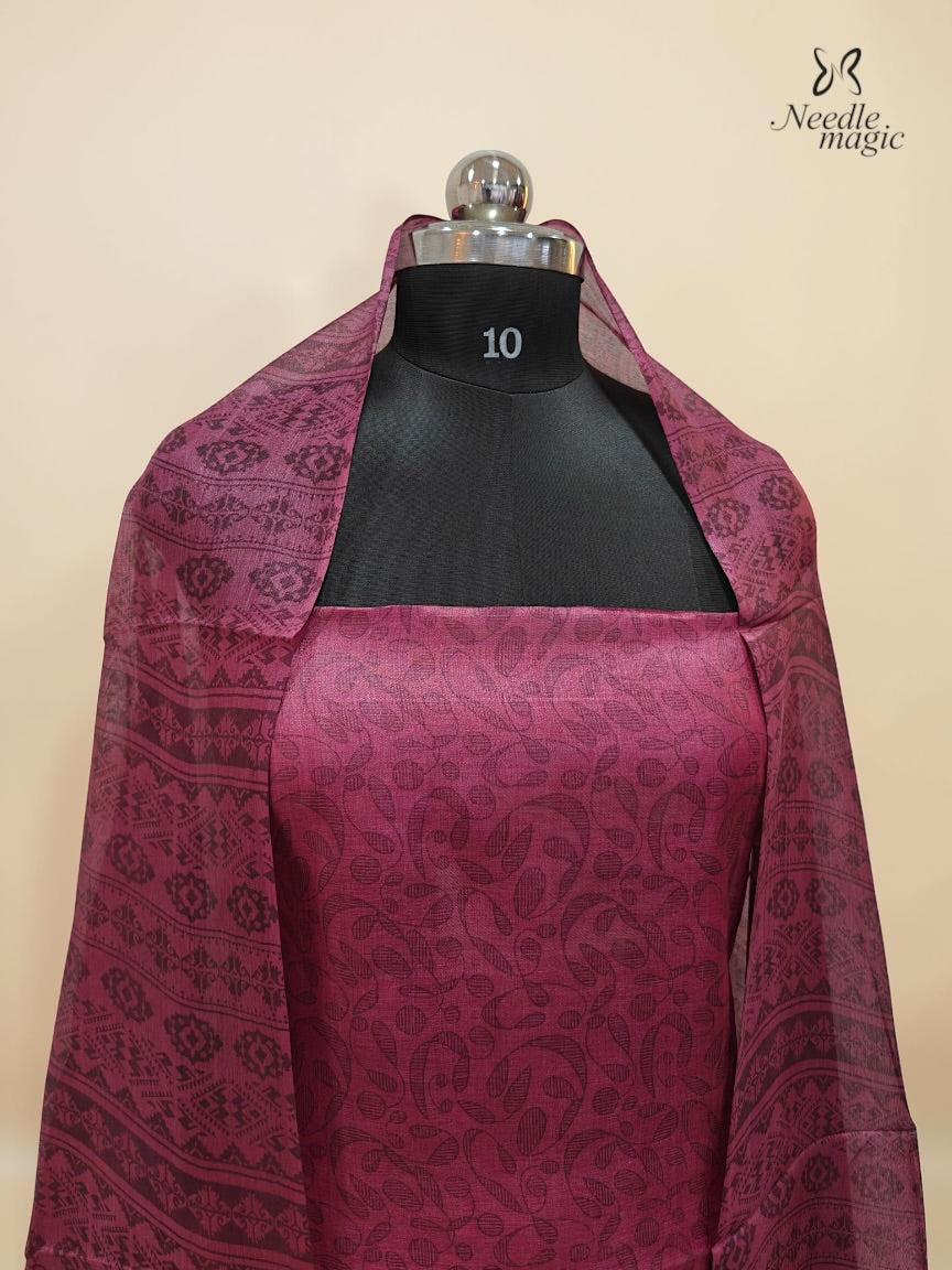 Magenta Tussar Silk Churidar