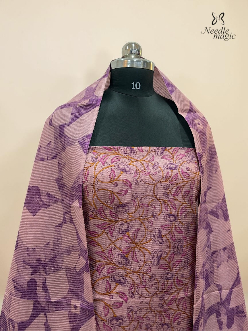 Mauve Purple Tussar Silk Churidar