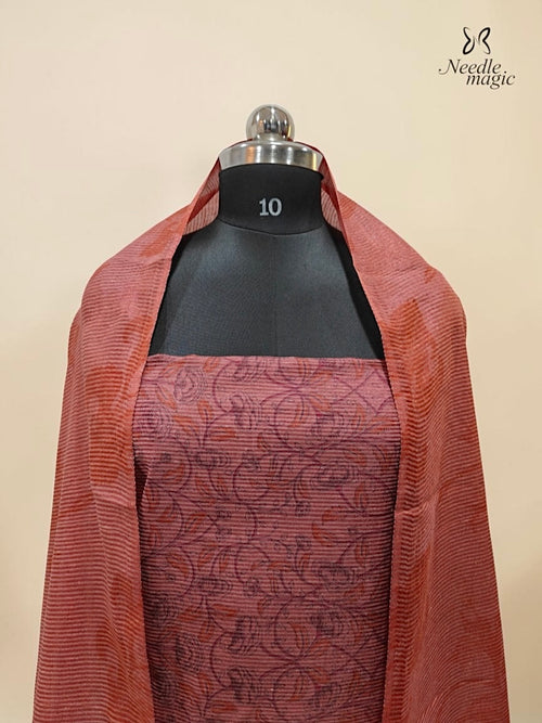 Rust Pink Tussar Silk Churidar