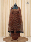 Rust Brown Net Cotta Churidar