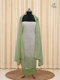 Pastel Pista Green Mul Chanderi Set With Cutwork
