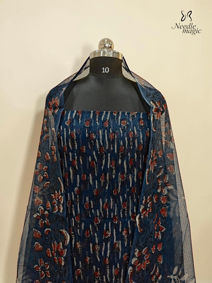 Navy Blue Net Cotta Churidar
