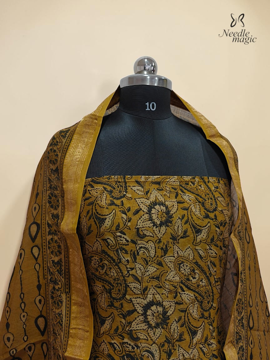 Mustard Gold Chanderi Silk Churidar