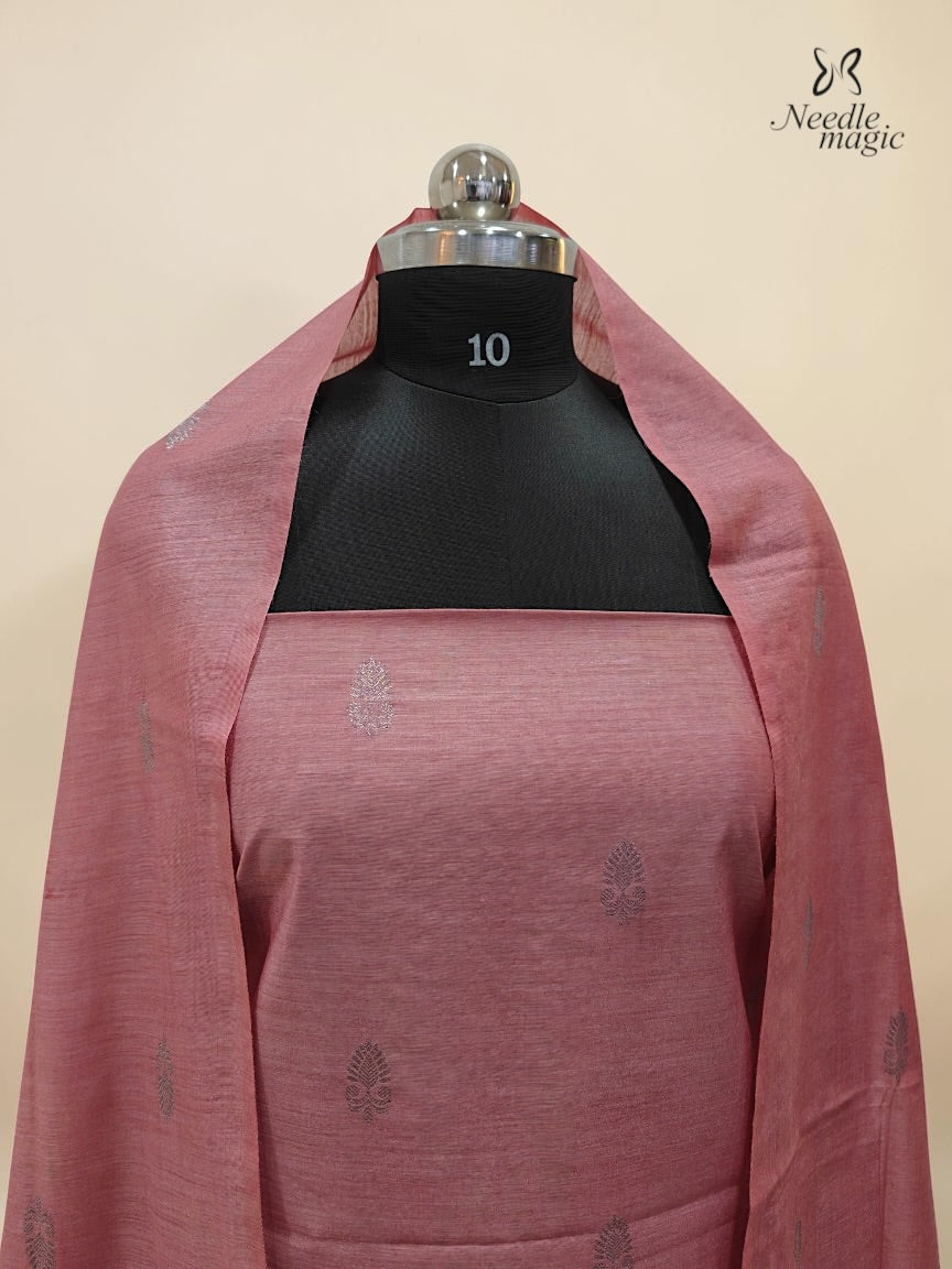 Rose Pink Tussar Silk Churidar