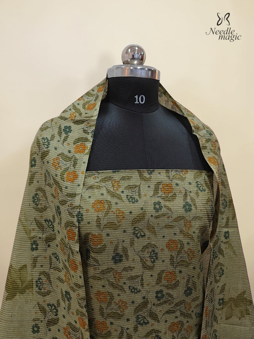 Sage Green Tussar Silk Churidar
