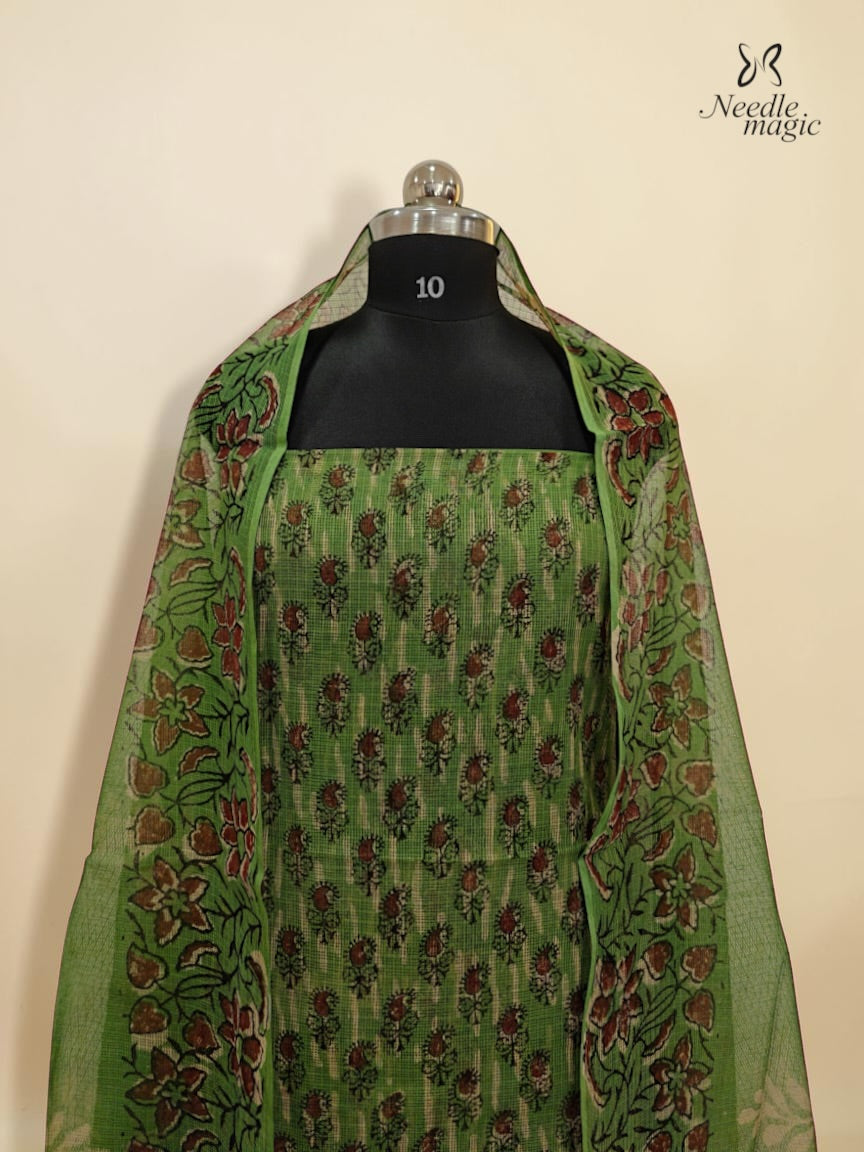 Green Net Cotta Churidar