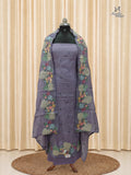 Dusty Lavender Mul Chanderi Set With Embroidery Work