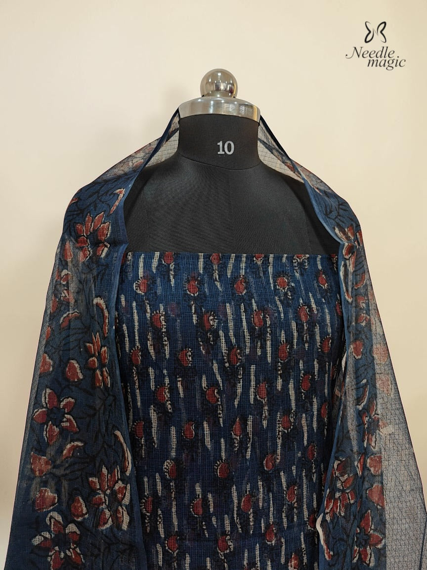 Navy Blue Net Cotta Churidar